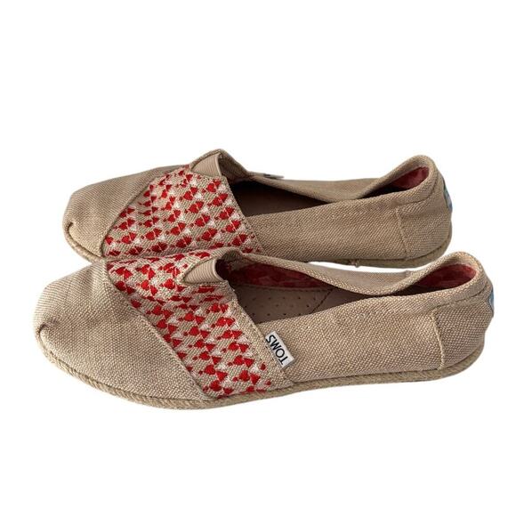 Toms Shoes - TOMS Burlap Embroidered Heart Flats